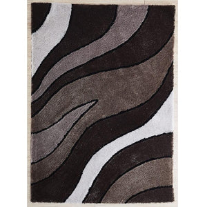 "Aria Collection" Soft Pile Hand Tufted Shag Area Rug  Brown, White