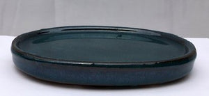 Blue Ceramic Humidity / Drip Tray - Oval<br>6.5" x 5.0" x .5"OD<br>6.0" x 4.0" x .25"ID