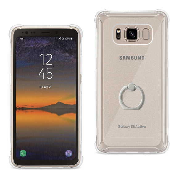 Reiko Samsung Galaxy S8 Active Transparent Air Cushion Protector Bumper Case With Ring Holder In Clear