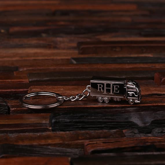 Personalized Polished Trucker Stainless Steel Key Chain