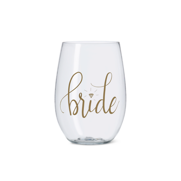 16 oz. Bride Durable Plastic Stemless Wine Cups