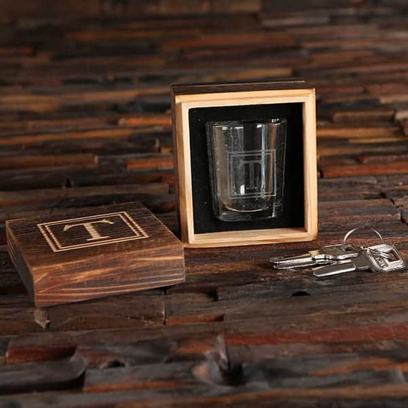 Personalized 2 oz Shot Glass with Mini Wood Gift Box