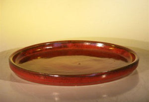 Parisian Red Ceramic Humidity/Drip Bonsai Tray - Round<br><i>14" x 1.5" OD / 13" x .75" ID</i>