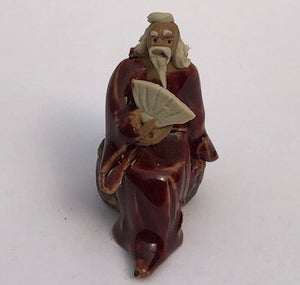 Miniature Ceramic Figurine<br>Man Holding Fan - 2"