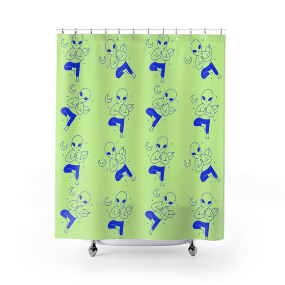 Alien Yoga Shower Curtains 71