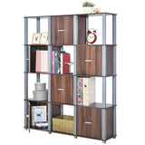 4-Tier Storage Shelf Display Bookcase with 6 Doors