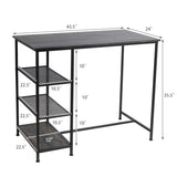 Industrial Dining Table with Metal Frame & Storage Shelves