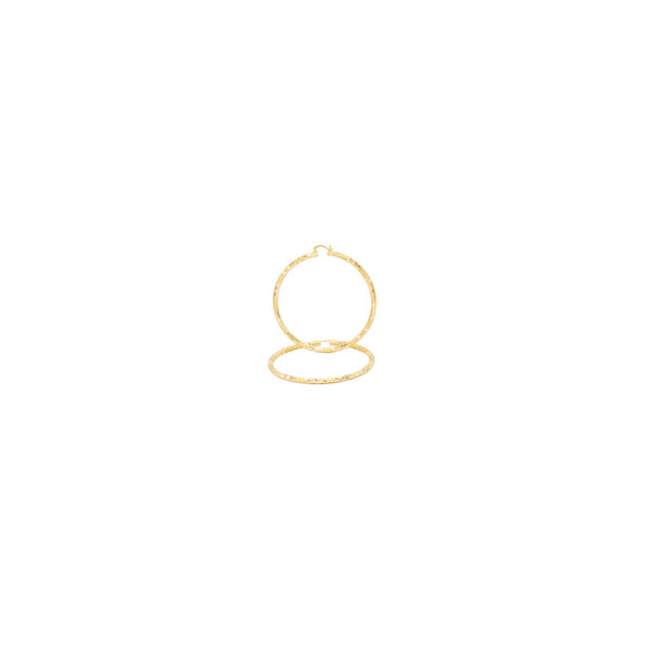 14K Gold-Filled Box Textured Cut Hoop Women Earrings 4 mm Thick 25-80 mm - 25 mm