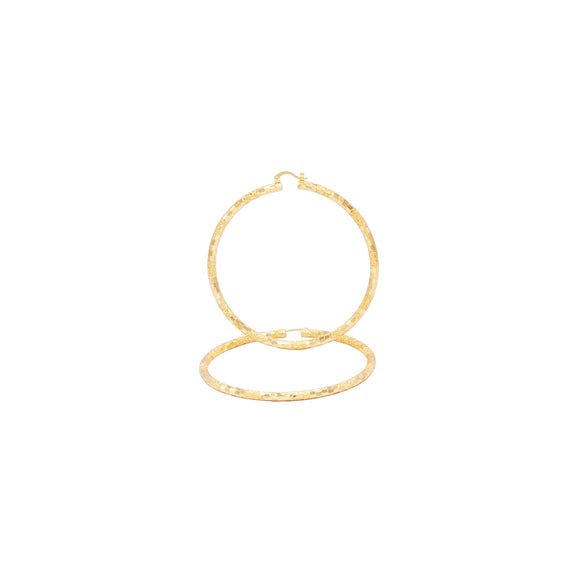 14K Gold-Filled Box Textured Cut Hoop Women Earrings 4 mm Thick 25-80 mm - 50 mm