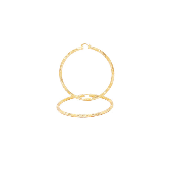 14K Gold-Filled Box Textured Cut Hoop Women Earrings 4 mm Thick 25-80 mm - 60 mm