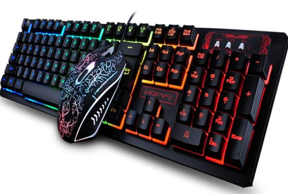 104 keys led flame theme gaming keyboard with mouse