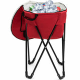 Outdoor Portable Folding Ice Cooler with Stand-Color Blue or Red