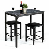 3 Pcs Counter Height Dining Set Faux Marble Table
