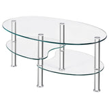 Tempered Glass Oval Side Coffee Table