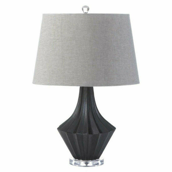 Black and Gray Porcelain Table Lamp with Linen Shade