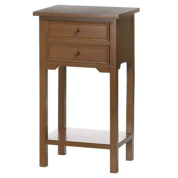 Wood Side Table with Two Drawers