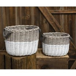 *2/Set, White Dipped Grain Baskets
