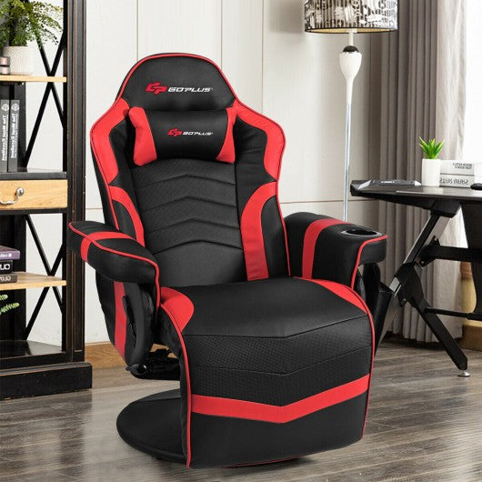 Ergonomic High Back Massage Gaming Chair with Pillow-Red