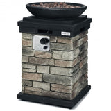 40000BTU Outdoor Propane Burning Fire Bowl Column Realistic Look Firepit Heater-Gray