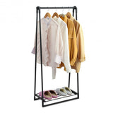 Folding Clothes Hanger with Extendable Hanging Rod-Black