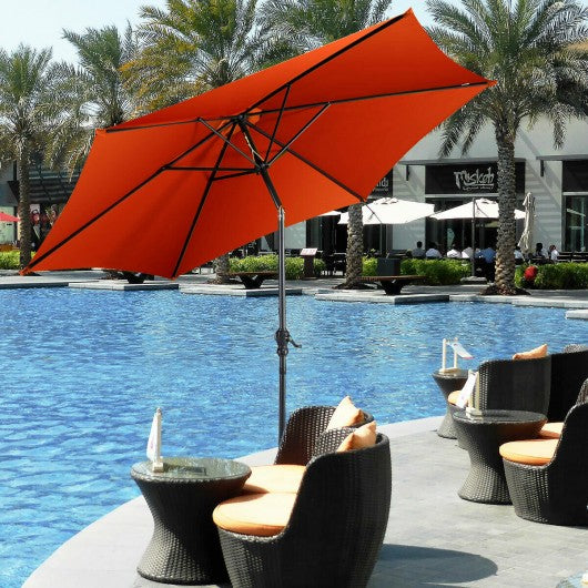 10 ft 6 Ribs Patio Umbrella with Crank without Weight Base-Orange