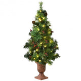 LED Christmas Tree with Red Berries Pine Cones-4'