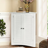Adjustable Corner Storage Cabinet with Shutter Doors-White