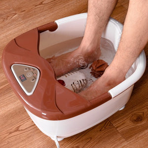 LCD Display Temperature Control Foot Spa Bath Massager-Brown