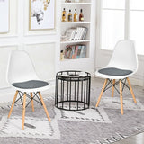 4 Pcs Modern Mid Century Armless Side Chair with Linen Cushion and Wood Legs-White