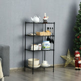 4-Wire Shelving Metal Adjustable Storage Rack with Removable Hooks-Black