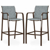 2 pcs Counter Height Stool Chair Steel Frame Dining Bar Chair-Gray