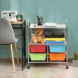 4 Drawers Shelves Rolling Storage Cart Rack-Multicolor