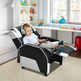 Kids Youth PU Leather Gaming Sofa Recliner with Headrest and Footrest-White