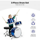 5-Piece Junior Drum Set with 5 Drums-Blue