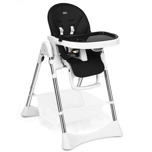 Foldable High Chair with Large Storage Basket -Black