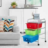 3-Drawer Rolling Storage Cart with Plastic Drawers for Office-RGB