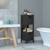 Bathroom Wooden Floor Cabinet Multifunction Storage Rack Stand Organizer-Black
