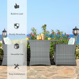 3 Pieces Patio Rattan Furniture Set with Cushioned Armrest Sofa-Gray