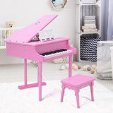 Musical Instrument Toy 30-Key Children Mini Grand Piano with Bench-Pink