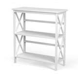 3-Tier Bookshelf Wooden Open Storage Bookcase for Home Office-White