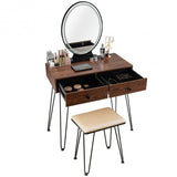 Industrial Makeup Dressing Table with 3 Lighting Modes-Coffee