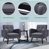 Modern Upholstered Comfy Accent Chair Single Sofa with Rubber Wood Legs-Gray