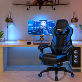 Adjustable Gaming Chair with Footrest for Home Office-Blue