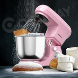 5.3 Qt Stand Kitchen Food Mixer 6 Speed with Dough Hook Beater-Pink
