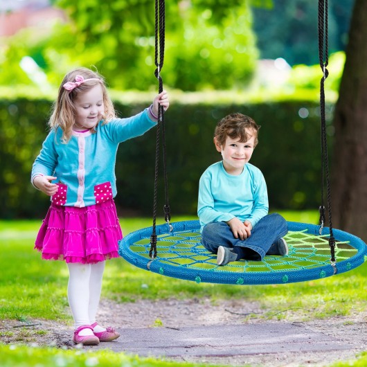40'' Spider Web Tree Swing Kids Outdoor Play Set with Adjustable Ropes-Blue