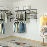 3 to 6 ft Wall-Mounted Closet System Organizer Kit with Hang Rod -Gray