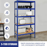 71" Heavy Duty Steel Adjustable 5 Level Storage Shelves-Blue