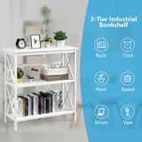 3-Tier Bookshelf Wooden Open Storage Bookcase for Home Office-White