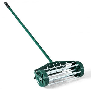 18-inch Rolling Lawn Aerator roller Push Tine Soil with Fender