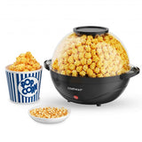 6QT Stirring Popcorn Popper Maker with Nonstick Plate-Black